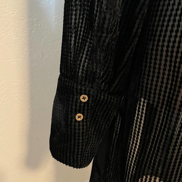 Anthropologie Akemi + Kin Black Sheer Long Sleeve Button-Down Tunic Size M - Picture 6 of 7